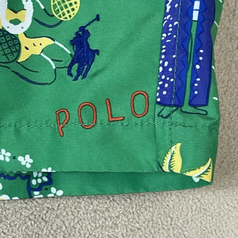 Polo‎ Ralph Lauren Short Mens L Green Hawaiian Traveler Lined Swim Trunk 5.5